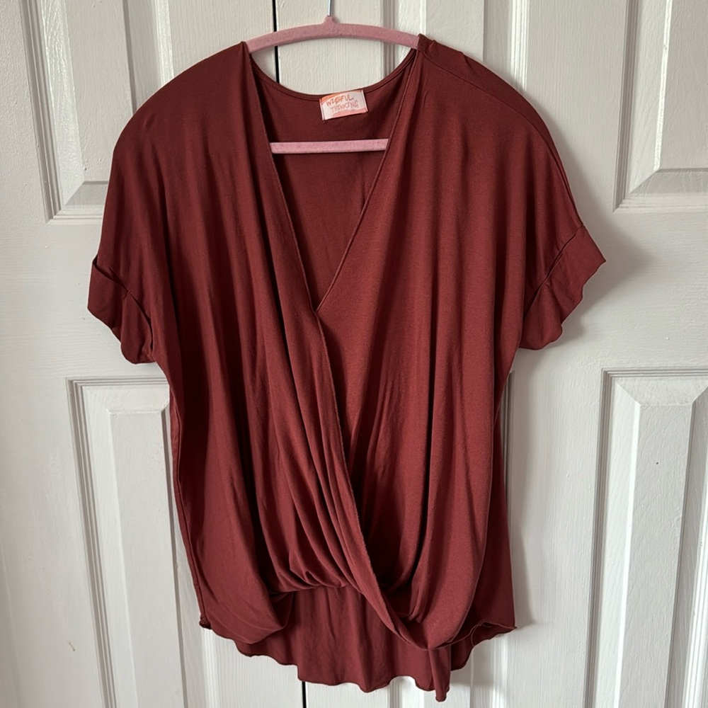 burnt orange flowy top